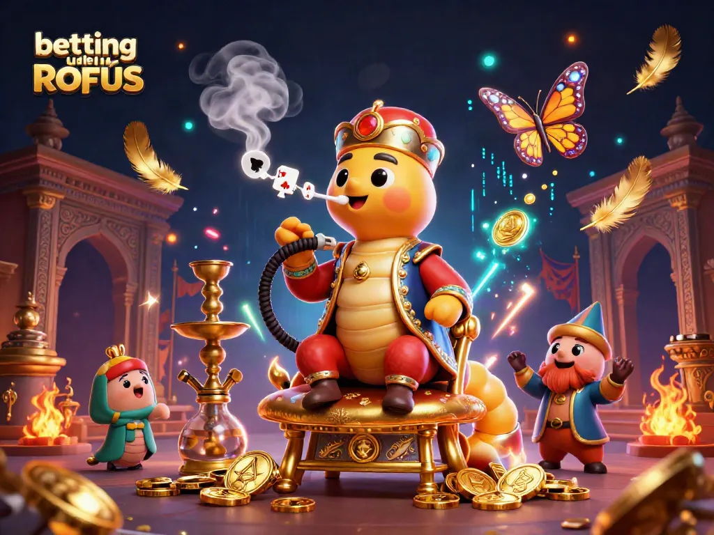 Betting uden ROFUS illustration showcasing a vibrant scene of a caterpillar hookah-master amidst enchanting casino elements.