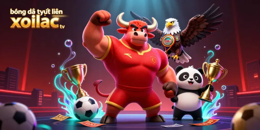 Experience bóng đá trực tuyến xoilac tv with an exciting scene of victory featuring sports elements and vibrant characters!