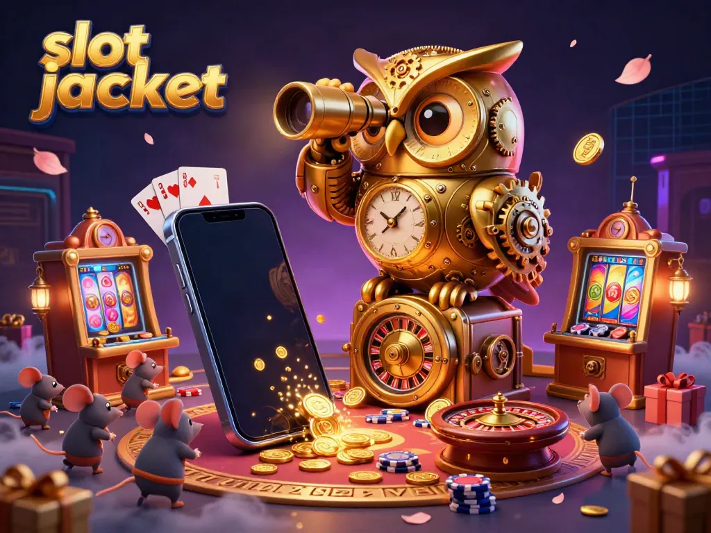 Experience the excitement of hitting a slot jackpot surrounded by whimsical characters and dynamic gaming elements in a casino setting.