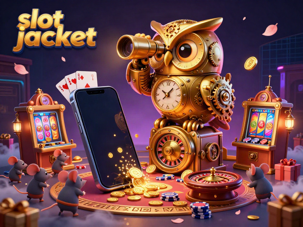 Experience the excitement of hitting a slot jackpot surrounded by whimsical characters and dynamic gaming elements in a casino setting.