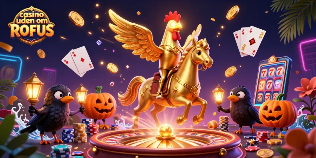 Experience exciting gameplay at casino uden om ROFUS with this vivid 3D digital illustration.