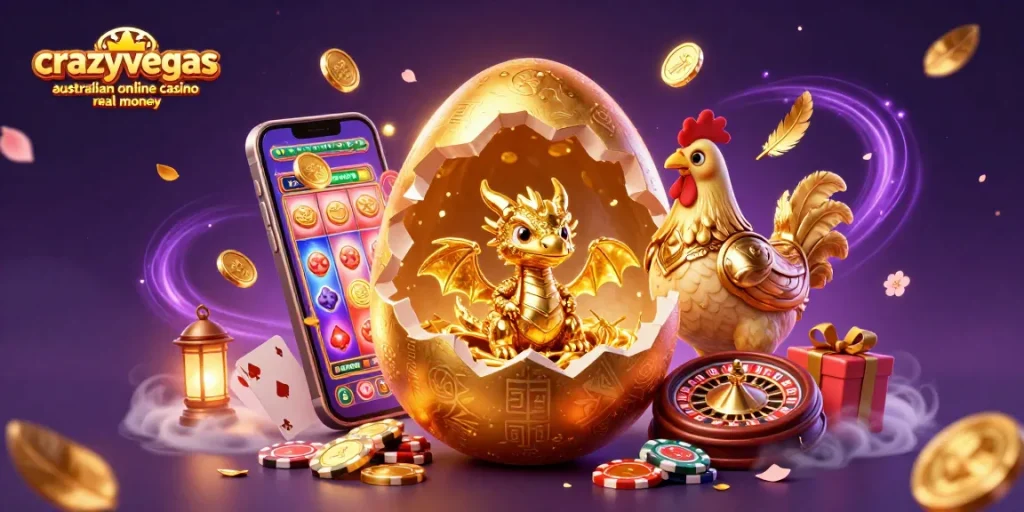 Experience the thrill of crazyvegas australian online casino real money with an enchanting golden dragon scene.